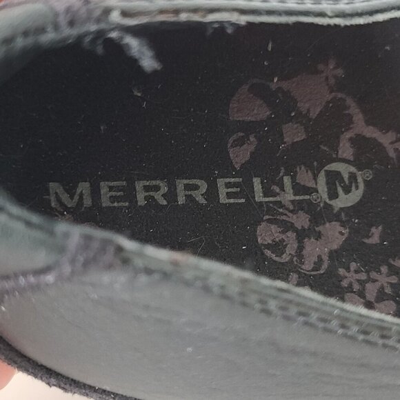 Merrell Poppy Black Leather Mary Jane Wedge Cushion Vibram Sole Shoes‎ Size 9.5 - Picture 8 of 11